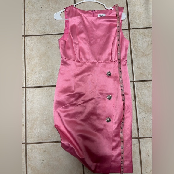 VTG  lilly pulitzer dress Satin Pink Women's Size 4 Rhinestone Buttons Shealth - Picture 8 of 9